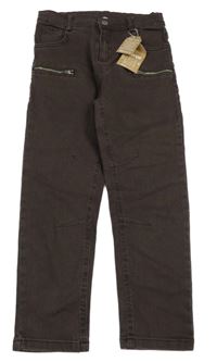 Nové - hnědé rifle se zipy 