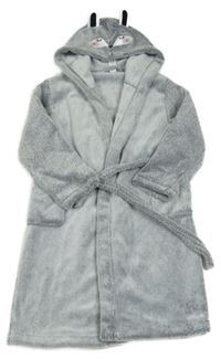 Šedý chlupatý župan s kapucí s čumákem C&A