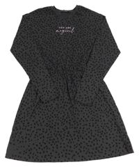 Tmavošedo-černé vzorované šaty s nápisem George