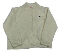 Smetanový propínací svetr s výšivkou 