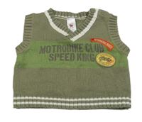 Khaki pletená vesta s nápisem C&A