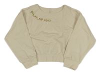 Smetanová crop mikina s nápisem 