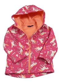 Růžová softshellová bunda s jednorožci a kapucí Mountain Warehouse