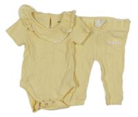 2 set - žluté žebrované body s volánkem + žluté lehké žebrované tepláky River Island