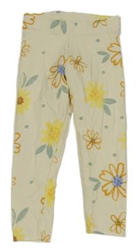 Smetanové květované legíny Nutmeg