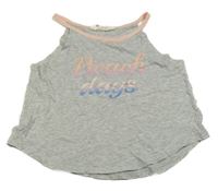 Šedý melírovaný top s nápisem H&M