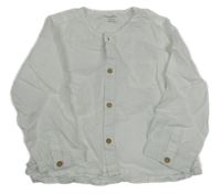 Bílá lněná košile s kapsou 