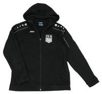 Černá sportovní propínací mikina s nápisem a kapucí jako