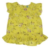 Žlutá lehká šifonová tunika s květinami Y.F.K.