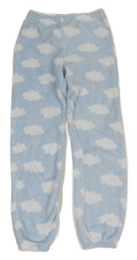 Světlemodré plyšové pyžamové kalhoty s mraky H&M