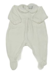 Bílý sametový overal s límečkem 