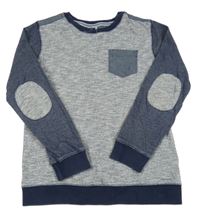 Modro-šedá melírovaná mikina s kapsičkou M&S