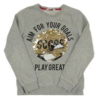 Šedá melírovaná mikina s nápisem a míčem z flitrů H&M