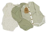 Nové - 3x smetanovo-zelené body 