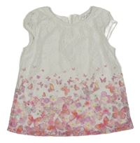 Bílo-růžová krajková tunika s motýlky M&Co.