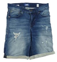 Tmavomodré teplákové riflové kraťasy JACK&JONES
