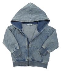 Modrá propínací mikina riflového vzhledu s kapucí H&M