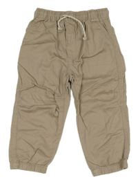 Béžové plátěné cuff kalhoty H&M
