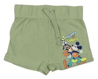 Zelené bavlněné kraťasy s Goofym a Mickeym zn. Primark