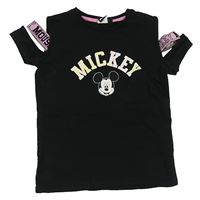 Černé teplákové tričko s Mickeym a průstřihy Pep&Co