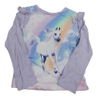 Lila triko s koněm a volánky H&M