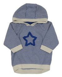 Modro-bílý pruhovaný svetr s hvězdou a kapucí Next