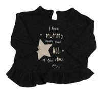 Antracitové melírované triko s nápisem a hvězdou George