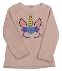 Růžová plyšová mikina s jednorožcem Kids