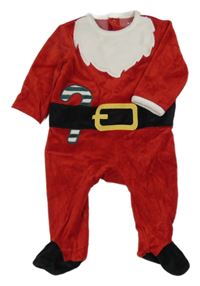 Červeno-bílý sametový overal - Santa