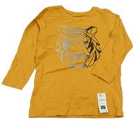 Nové - Hořčicové triko s tygrem Dunnes Stores