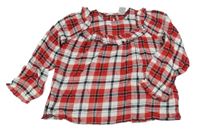 Červeno-bílo-černá kostkovaná halenka s volánkem Little kids