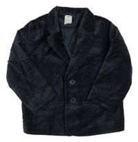 Tmavomodré sametové slavnostní podšité sako H&M