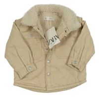 Nové - Béžová riflová zateplená košilová bunda Zara