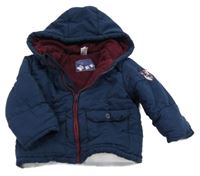 Tmavomodrá šusťáková zimní bunda s kapucí C&A