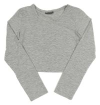 Světlešedé melírované crop triko