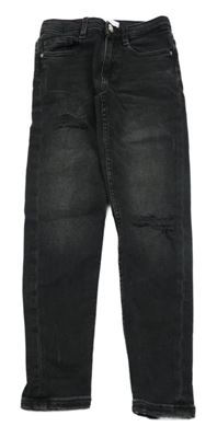 Tmavošedé skinny rifle s dírami Zara