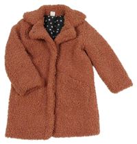 Růžový huňatý podšitý kabát Hema