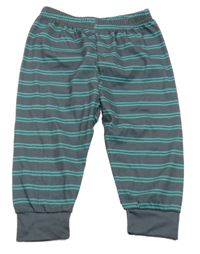 Šedo-tyrkysové pruhované lehké tepláky Shein