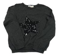Tmavošedý svetr s hvězdou z flitrů H&M