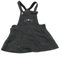 Černo-stříbrné třpytivé laclové šaty s čumákem Nutmeg