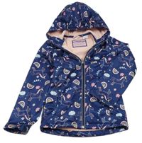 Tmavomodrá softshellová bunda s jednorožci a kapucí Lily & Dan