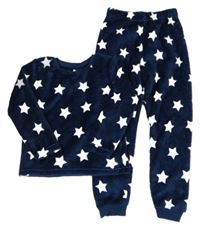 Tmavomodro-bílé plyšové pyžamo s hvězdami Matalan