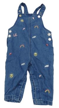 Modré teplákové laclové rifle s výšivkami Primark