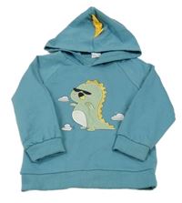 Modrá mikina s dinem a kapucí 