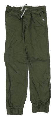 Khaki plátěné cuff kalhoty 