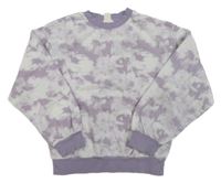 Lila-bílá batikovaná mikina H&M