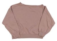 Starorůžová crop mikina s odhaleným ramenem H&M