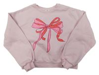 Růžová crop mikina s mašlí River Island