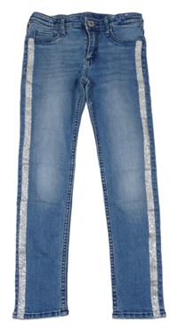 Modré skinny rifle s třpytivými pruhy &Denim