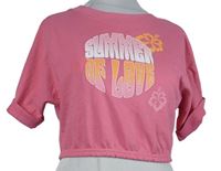 Dámské růžové crop tričko s nápisem Primark 